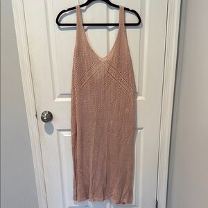 CUPSHE Pink Knit Sleeveless Cover Up Beach Dress